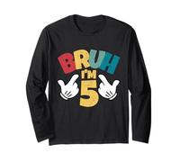 Bruh Im 5 5th Birthday Boy Retro Five Year Old Kids Long Sleeve T-Shirt