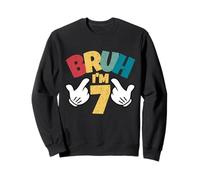 Bruh Im 7 7th Birthday Boy Retro Seven Year Old Kids Sweatshirt