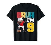 Bruh I'm 9 Year Old Gifts Boys Football It's My 9th Birthday T-Shirt