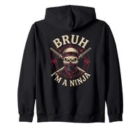 Bruh I'm A Ninja Shinobi samurai Lazy Halloween Costume Zip Hoodie