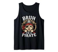 Bruh I'm A Pirate Cute Cat Captain Eyepatch Humor Tank Top