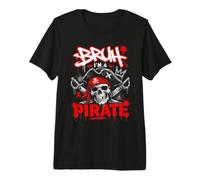 Bruh I'm a Pirate Lazy Skull Halloween Costume Man Boys Kids Premium T-Shirt
