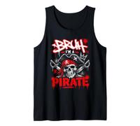 Bruh I'm a Pirate Lazy Skull Halloween Costume Man Boys Kids Tank Top