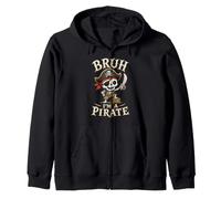 Bruh I'm A Pirate Skeleton Captain Halloween Humor Zip Hoodie