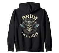 Bruh Im A Viking Skull Lazy Halloween Costume Zip Hoodie