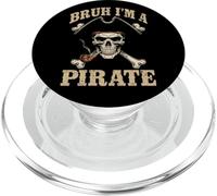 Bruh I'M Pirate Funny Halloween Skeleton Skull Costume Party PopSockets PopGrip for MagSafe