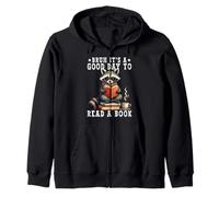 Bruh Its A Good Day to Read Book Raccoon Reading Book Lover Zip Hoodie