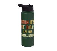 Bruh It's Field Day Let The Games Begin Kids Retro Vintage Stainless Steel Insulated Water Bottle