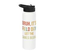 Bruh It's Field Day Let The Games Begin Kids Retro Vintage Stainless Steel Insulated Water Bottle