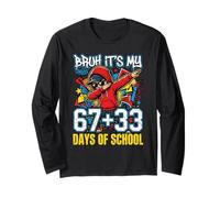 Bruh Its My 100 Days of School Math 67 + 33 Dabbing Design Long Sleeve T-Shirt