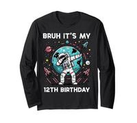 Bruh Its My 12th Birthday Astronaut Dab 12 Bday Boys Kids Long Sleeve T-Shirt