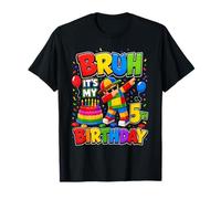 Bruh It's My 5th Birthday Boy Building Brick 5 Year Old Kids T-Shirt