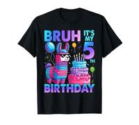 Bruh It's My 5th Birthday Llama Gamer 5 Years Old Boy Kid T-Shirt