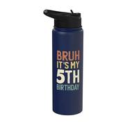 Bruh Its My 5th Birthday Shirts for Boys 5 Yr Old Five Bday Stainless Steel Insulated Water Bottle