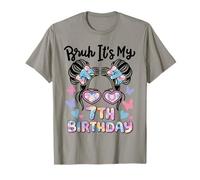 Bruh It's My 7th Birthday Retro Kids 7 Years Old Bday Girl T-Shirt