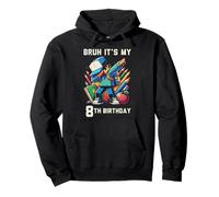 Bruh Its My 8th Birthday Pixel Dab 8 Bday Gamer Boys Kids Pullover Hoodie