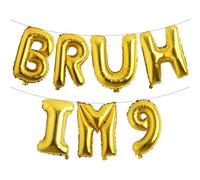 Bruh It's My 9th Birthday Decorations Bruh I'm 9 Party Decorations Bro I'm 9 Balloon Banner Happy 9th Birthday Decor Funny Ninth Bday Supplies for Ninth Bday (BRUH IM 9 Gold)