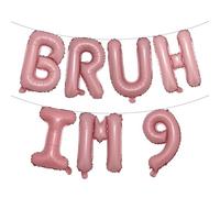Bruh It's My 9th Birthday Decorations Bruh I'm 9 Party Decorations Bro I'm 9 Balloon Banner Happy 9th Birthday Decor Funny Ninth Bday Supplies for Ninth Bday (BRUH IM 9 Pink)