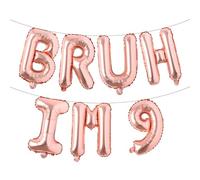 Bruh It's My 9th Birthday Decorations Bruh I'm 9 Party Decorations Bro I'm 9 Balloon Banner Happy 9th Birthday Decor Funny Ninth Bday Supplies for Ninth Bday (BRUH IM 9 Rose Gold)