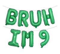 Bruh It's My 9th Birthday Decorations Bruh I'm 9 Party Decorations Bro I'm 9 Balloon Banner Happy 9th Birthday Decor Funny Ninth Bday Supplies for Ninth Bday (BRUH IM 9 Green)