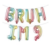 Bruh It's My 9th Birthday Decorations Bruh I'm 9 Party Decorations Bro I'm 9 Balloon Banner Happy 9th Birthday Decor Funny Ninth Bday Supplies for Ninth Bday (BRUH IM 9 Rainbow)