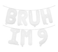 Bruh It's My 9th Birthday Decorations Bruh I'm 9 Party Decorations Bro I'm 9 Balloon Banner Happy 9th Birthday Decor Funny Ninth Bday Supplies for Ninth Bday (BRUH IM 9 White)