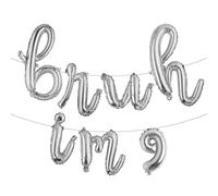 Bruh It's My 9th Birthday Decorations Bruh I'm 9 Party Decorations Bro I'm 9 Balloon Banner Happy 9th Birthday Decor Funny Ninth Bday Supplies for Ninth Bday (L BRUH IM 9 Silver)