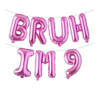 Bruh It's My 9th Birthday Decorations Bruh I'm 9 Party Decorations Bro I'm 9 Balloon Banner Happy 9th Birthday Decor Funny Ninth Bday Supplies for Ninth Bday (BRUH IM 9 Rose Red)