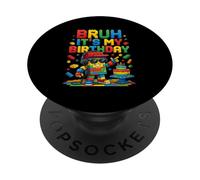 Bruh It's My Birthday Building Blocks Boy Birthday PopSockets Adhesive PopGrip