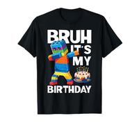 Bruh It's My Birthday Dabbing Block Kid Brick Builder T-Shirt