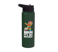 Bruh It's My Birthday Dabbing Brick Kid Brick Builder Stainless Steel Insulated Water Bottle