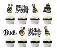 Bruh It's My Birthday Decorations, Bruh Its My Bday Cupcake Toppers, Birthday Decorations for Teen Boys, 25Pcs