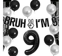 Bruh Its My Birthday Decorations Happy 9th Birthday Banner 9 Years Old Birthday Decorations Bruh Im Nine Birthday Decoration Balloons