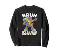 Bruh Its Ok To Be Different Dabbing Autism Puzzle Sweatshirt