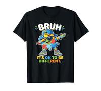 Bruh Its Ok to Be Different Dabbing Autism Puzzle T-Shirt
