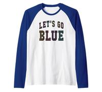 Bruh Let's GO Blue Summer Camp War Game Day Match Tech Crew Raglan Baseball Tee