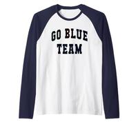 Bruh Let's GO Blue Team Spirit Week War Game Day Summer Camp Raglan Baseball Tee