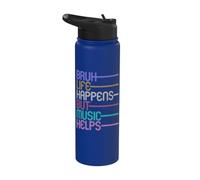 Bruh Life Happens But Music Helps Stainless Steel Insulated Water Bottle