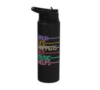 Bruh Life Happens But Music Helps Stainless Steel Insulated Water Bottle