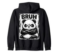 Bruh Panda Funny Grumpy Panda Bear Men Women Kids Teens Zip Hoodie