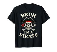 Bruh Pirate Lazy Skull Bandana Costume Pretend I'm a Pirate T-Shirt