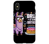 Bruh Plus Birthday Llama Pixel Art Sunglasses Party Humor Case for iPhone X/XS