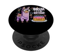 Bruh Plus Birthday Llama Pixel Art Sunglasses Party Humor PopSockets Adhesive PopGrip