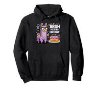 Bruh Plus Birthday Llama Pixel Art Sunglasses Party Humor Pullover Hoodie