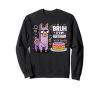 Bruh Plus Birthday Llama Pixel Art Sunglasses Party Humor Sweatshirt