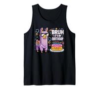 Bruh Plus Birthday Llama Pixel Art Sunglasses Party Humor Tank Top
