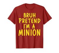 Bruh Pretend I'm Minion Costume Family Lazy Easy Halloween T-Shirt