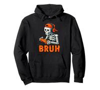 Bruh Skeleton Gamer Headphone Funny Halloween Gaming Boys Pullover Hoodie