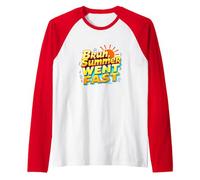 Bruh Summer Went Fast: Nostalgic Beach Vibes Raglan Baseball Tee, Men, Red/White, L