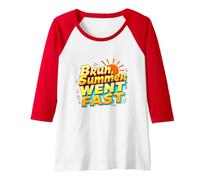 Bruh Summer Went Fast: Nostalgic Beach Vibes Raglan Baseball Tee, Women, Red/White, L